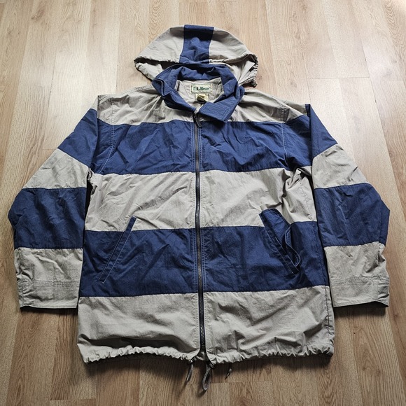 L.L. Bean Other - Vintage LL Bean‎ Jacket Mens Large Tall Coat Nautical Block Flag Hooded Striped
